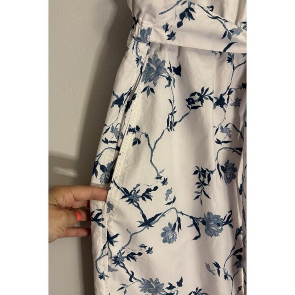 ARITZIA WILFRED Le Fou Maryvonne Skirt Med Tie Front Paper Bag White Blue Floral - Picture 7 of 13